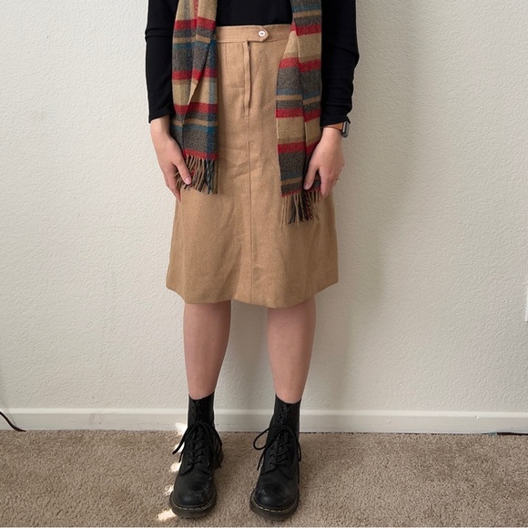 Vintage Tan Wool Skirt - Picture 1 of 4